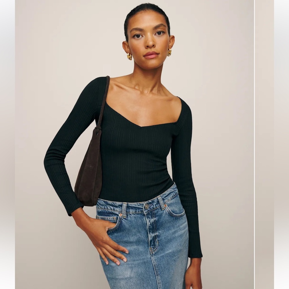 Reformation Classic Black Long Sleeve Top